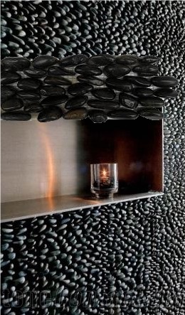 Black Stand Bathroom Pebble Tile