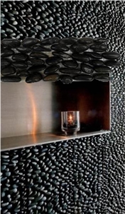 Black Stand Bathroom Pebble Tile