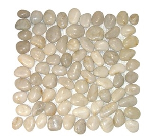 White Bathroom Pebble Mosaic Tile