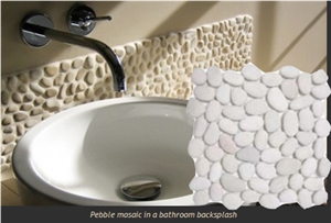 White Bathroom Pebble Tile