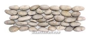 White Stand Bathroom Pebble Mosaic Tile