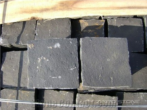 China Black Basalt Natural Splitted Cube , Cobble