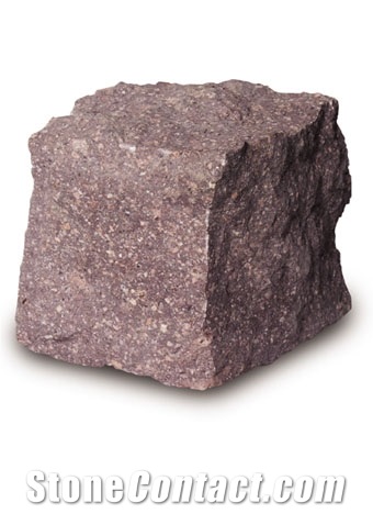 China Porphyry Natural Splitted Cube, Cobble, China Porphyry Red Granite Cobbles