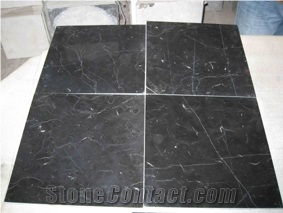 Chinese Nero Marquina Marble Tile, China Black Marble