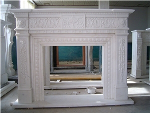Flower Marble Fireplace, White Marble Fireplace