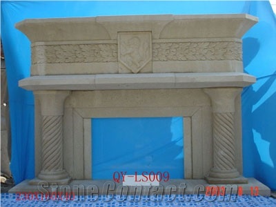 China Yellow Sandstone Fireplace