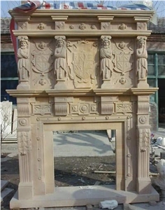 China Yellow Sandstone Fireplace