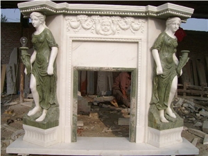 Statue Stone Fireplace