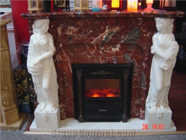 Statue Stone Fireplace