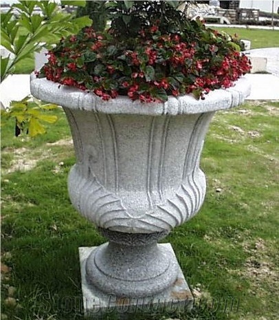 Stone Flowerpot, White Granite Pot