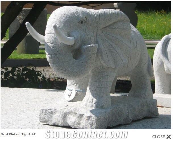 Grey Granite Elephant Carvings