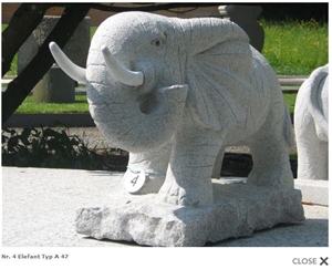Grey Granite Elephant Carvings