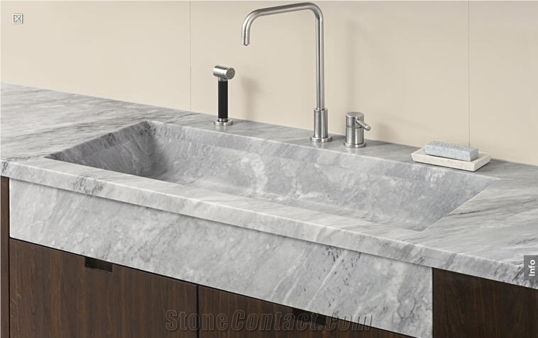 Bardiglio Marble Bathroom Top and Massive Sink, Bardiglio Carrara Grey Marble