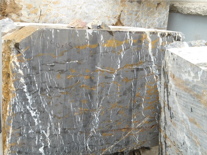 Black Gold Marble Blocks, Pakistan Black Marble