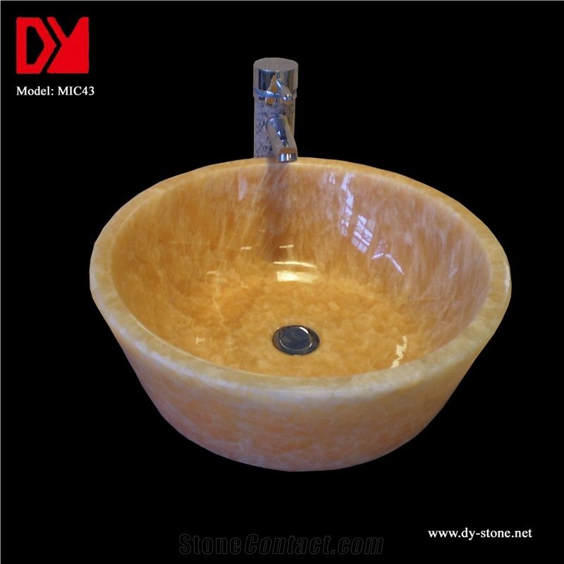 DaYang Stone Sink Mic043, Honey Yellow Onyx Sink
