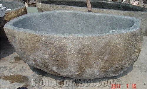 Black Basalt Bathtub from Indonesia - StoneContact.com