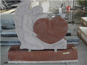 India Red Angel Heart Monument, India Red Granite Heart Monument
