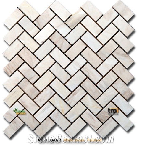 Wood Streak White Marble Mosaic Tile