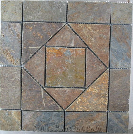 Rust Slate Stone Mosaic, Pink Slate Mosaic