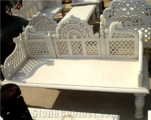 Traditional Carved Marble Furniture, White Marble