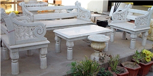 White Marble Carved Furnitue