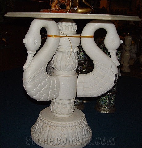White Marble Carved Table Stand