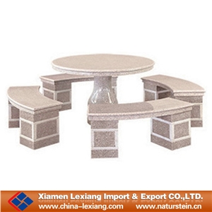 Outdoor Garden Granite Stone Furniture,Yellow Granite Bench & Table