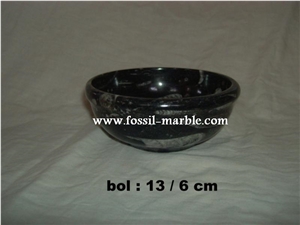 Dishes with Black Fossil Limestone Morocco