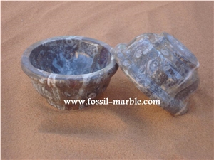 Dishes with Black Fossil Limestone Morocco