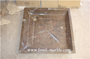 Fossil Brown Limestone Pedestal Sink