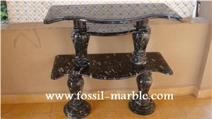 Fossil Black Limestone Table