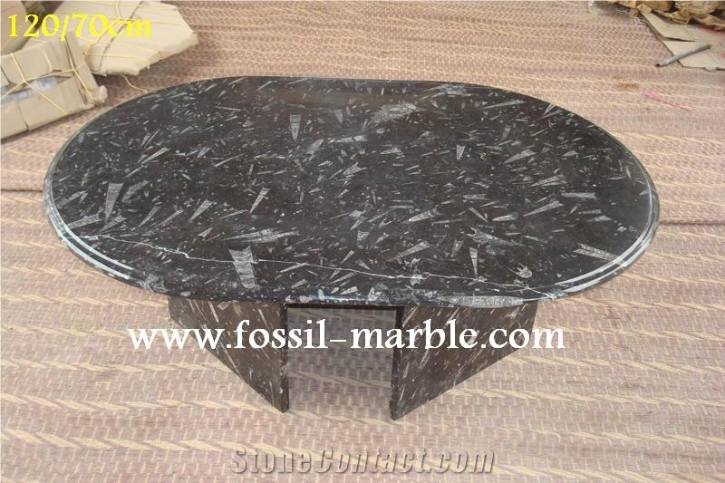 Fossil Black Limestone Tea Table