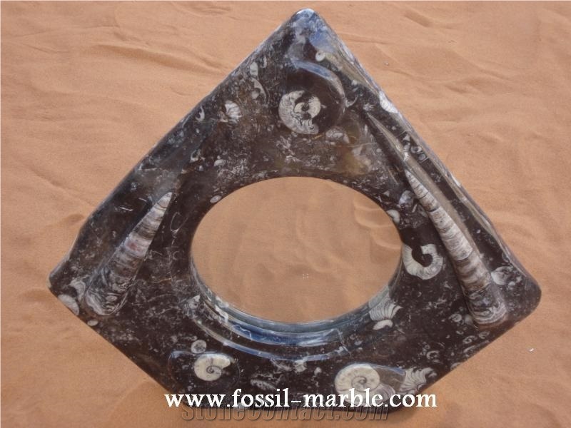 Fossil Brown Limestone Mirror Frame