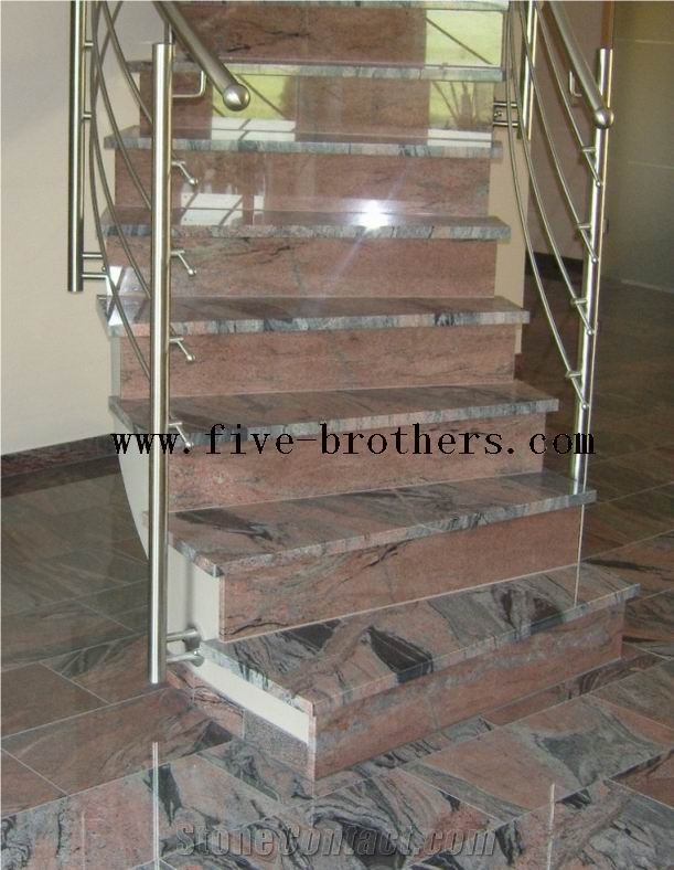 Multicolor Red Granite Steps/Stairs/Treads