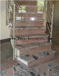 Multicolor Red Granite Steps/Stairs/Treads