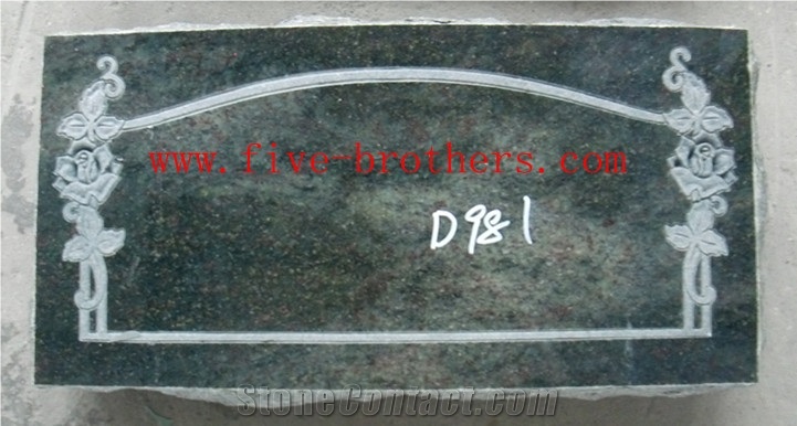 US Markers Style Monuments, Green Granite Slant Grave