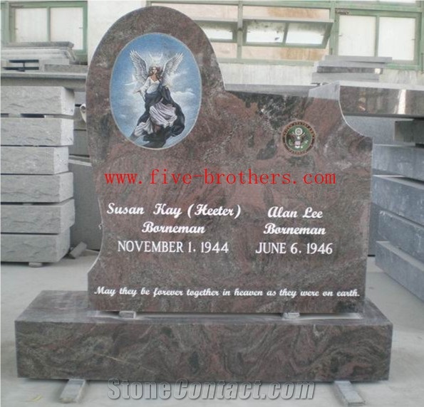 Us Style Carving Monuments& Tombstones, Red Granite Tombstones