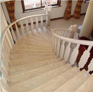 Crema Marfil Marble Staircase, Beige Marble