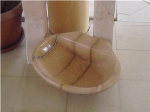 Chemtou Marble Pedestal Sinks, Basins, Chamtou Yellow Marble