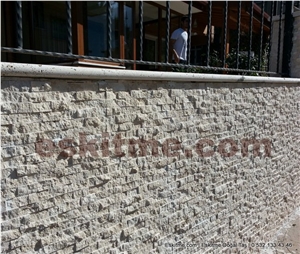 Chiseled Split Face Travertine Wall Cladding, Turkey Beige Travertine Slabs & Tiles