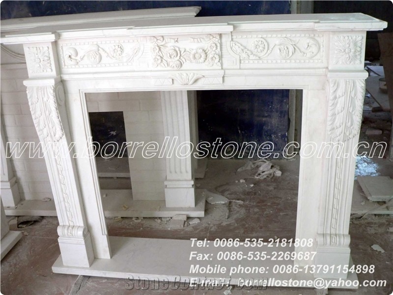 China White Marble Fireplace for Interior