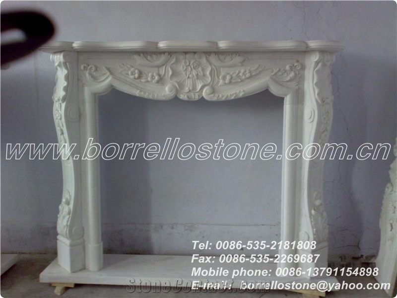 Chinese White Marble Fireplace
