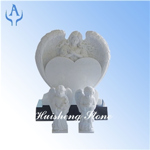American Headstone Marble Angel, White Marble