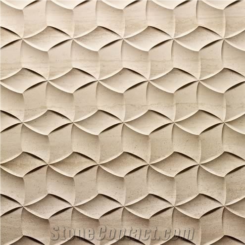 3D CNC Beige Carving Stone Panel, Beige Marble Building, Walling