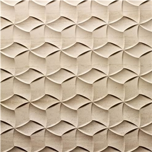 3D CNC Beige Carving Stone Panel, Beige Marble Building, Walling