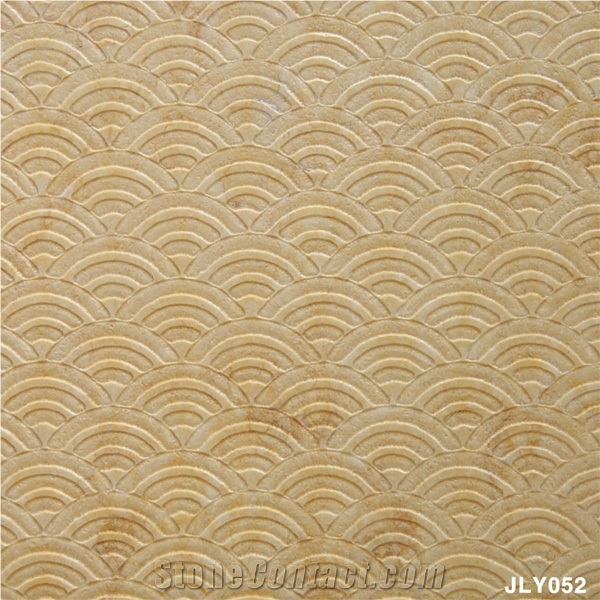 3D CNC Beige Natural Stone Feature Carving Panel, Beige Marble Building, Walling