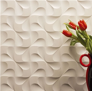 3D CNC Natural Sunny Beige Flower Wall Panel
