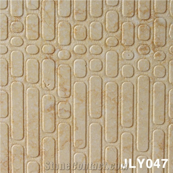 3D Indoor Natural Stone Feature Wall Panel, Beige Marble Wall Panel
