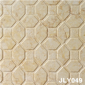 3D Natural Beige Outdoor Stone Wall Panel, Beige Marble Wall Panel
