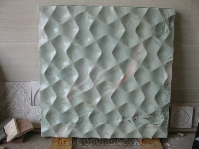 3D Natural Beige Stone Wall Panel, Beige Marble Wall Panel